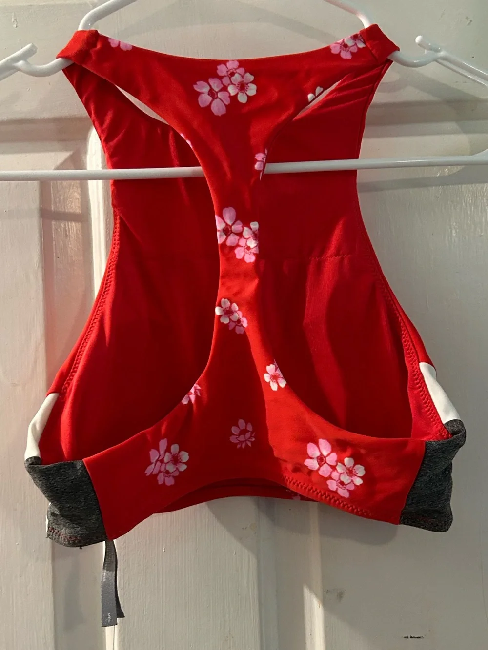 aerie Red Floral High-Neck Swim Crop Top